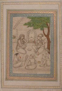 Hinduer i samtale foran en helligdom, 1600-tallet. af Unbekannt