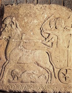 Hittitisk kunst: jagtscene. Lavrelief på sten, oldtid. af Unbekannt