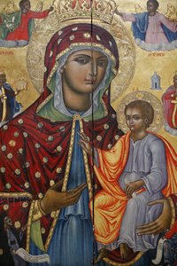 Den hellige gravs kirke, det græsk-ortodokse katolicon, jomfru Maria og et barnikon, Jerusalem, Israel af Unbekannt