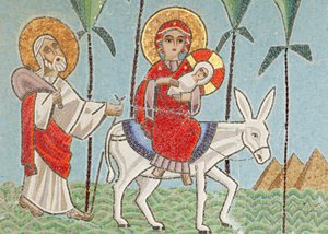 Holy Virgin og Saint John Kame koptisk klosterikon: Den hellige familie, Egypten af Unbekannt