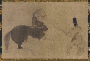 Hest og ledsager, Momoyama-perioden, 1568-1615. af Unbekannt