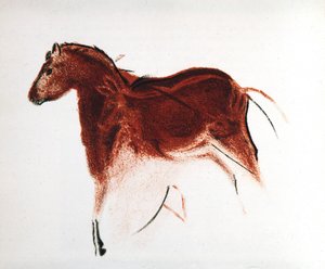 Hest og hind, palæolitisk hulemaleri fra Altamira, det sydlige Spanien, c16.000-c9000 f.Kr. af Unbekannt