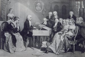 Huskoncert hos Mozart-familien i Wien, 1800-tallet af Unbekannt