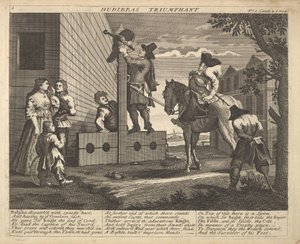 Hudibras Triumphant Plate 4: Illustrationer til Samuel Butlers Hudibras, 1725-30. af Unbekannt