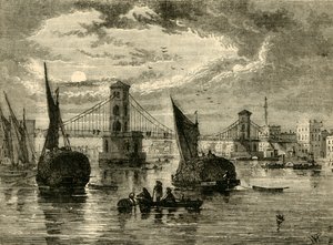 Hungerford Suspension Bridge, 1850, 1881. af Unbekannt