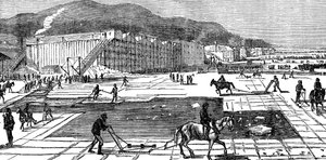 Issamling på Hudson-floden nær New York, USA, 1875 af Unbekannt