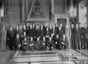 Il Duce poserer, FA-turné, Palazzo di Venezia, Rom, Italien, 1933 af Unbekannt