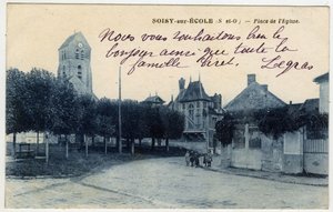 Ile de France, Essonne (91), Soisy sur Ecole (Soisy-sur-Ecole): Kirkeplads - Postkort slutningen af ​​det 19.-begyndelsen af ​​det 20. århundrede af Unbekannt