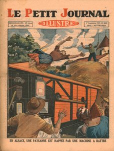 I Alsace bliver en bondekone fanget i en tærskemaskine, 1929. af Unbekannt