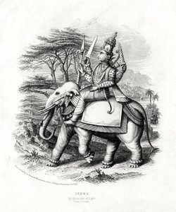Indra, den hinduistiske lysgud, 1800-tallet af Unbekannt