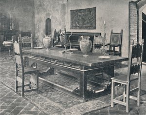 Interiør, Palazzo Davanzati - Med bord fra det 15. århundrede fra Parma eller Modena District, 1928 af Unbekannt