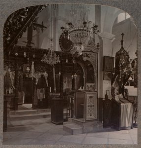 Interiør af synagogen, hvor Kristus prædikede, Nazareth, ca. 1900 af Unbekannt