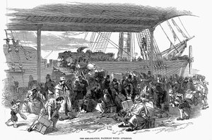 Irske emigranter på vej til Amerika ved Waterloo Docks, Liverpool, 1850 af Unbekannt
