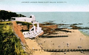 Jacobs Ladder, set fra Cliff Walks, Sidmouth, Devon, begyndelsen af det 20. århundrede af Unbekannt