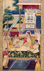 Jahangir og prins Khurram med Nur Jahan, c1624-1625 af Unbekannt