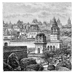 Jaina-templer, Junagadh, Gujarat, Indien, 1895 af Unbekannt