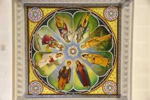 Jalaram Prathana Hindu Temple, Leicester. Loftskunstværk. Guder (inklusive Jesus Kristus). Det Forenede Kongerige af Unbekannt