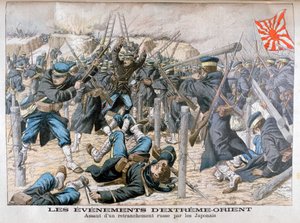 Japansk angreb på en russisk forskansning, russisk-japansk krig, 1904 af Unbekannt