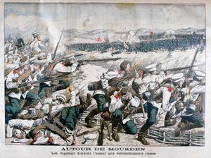 Japanske tropper angriber russiske skyttegrave, Mukden, Manchuriet, oktober 1904 af Unbekannt