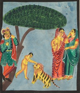 Jatayu Rama Mytisk fugl hindrer Ravanas vogn, forsøger at forhindre bortførelse af Sita, 1800-tallet. af Unbekannt