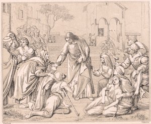 Jesus helbredte skarerne, c1880 af Unbekannt
