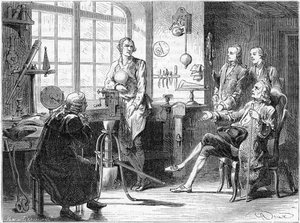 Joseph Black besøger James Watt i hans værksted i Glasgow, c1760 c1879 af Unbekannt