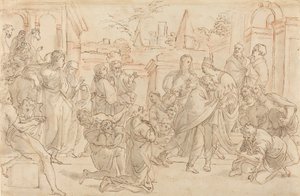 Joseph og hans bror i Egypten [verso], 1600-tallet. af Unbekannt
