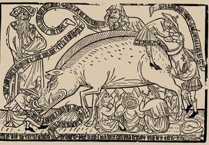 Judensau jøder sår, ca 1470. af Unbekannt