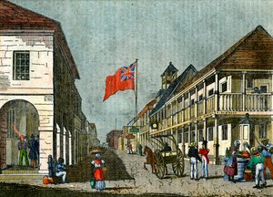 Krydset mellem Harbour Street og King Street, Kingston, Jamaica, c1835 af Unbekannt