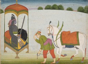 Kalki Avatar, Vishnus fremtidige inkarnation: Side fra et spredt manuskript, ca. 1760-70. af Unbekannt