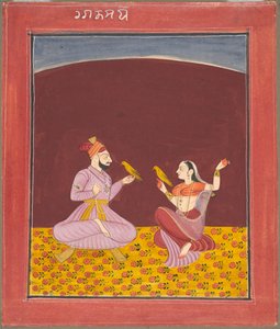 Kamod Raga fra Dipak Raga-familien, side fra en Ragamala-serie, ca. 1750. af Unbekannt
