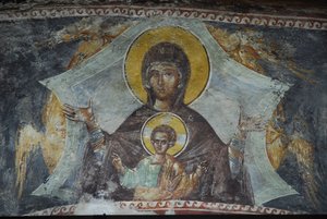 Kariye Camii (St Sauveur In Chora kirke) fresko: Jomfru og barn, Istanbul, Turkiet af Unbekannt
