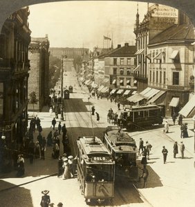 Karl Johan Street, W.N.W. til Det Kongelige Slot, Christiania, Norge, c1905. af Unbekannt