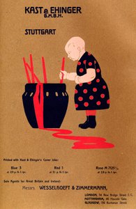 Kast & Ehinger G.M.B.H., Stuttgart - gedruckt mit Blau 3, Rot 1 und Rose M 7125 12, 1909