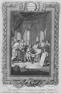 Kong Alfred den Store, der dannede en lovkodeks og opdelte riget i amter, c1787 af Unbekannt