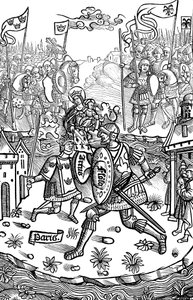 Kong Arthur kæmper mod en kæmpe, 1514 af Unbekannt