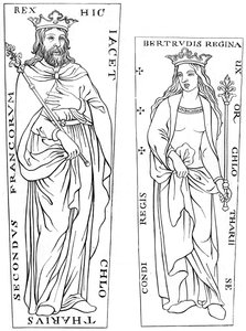 Kong Clotaire II 584-629 og Bertude 575-604, 12. århundrede 1849 af Unbekannt