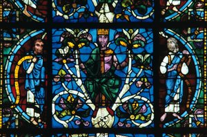 King David, farvet glas, Chartres Cathedral, Frankrig, 1145-1155 af Unbekannt