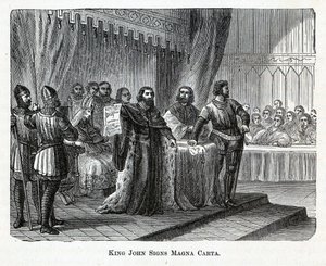 Kong John tegner Magna Carta, 1882 af Unbekannt