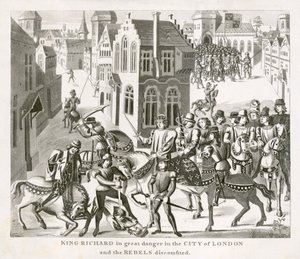 Kong Richard II konfronterer oprørerne, Bondeoprøret, London, 1381 1800-tallet af Unbekannt