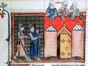 Tempelridderne før Jerusalem, c1099, 1300-tallet af Unbekannt