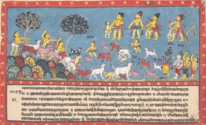 Krishna, Balarama og kohyrderne... fra en spredt Bhagavata Purana..., 1800-1825. af Unbekannt