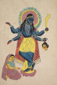 Krishna som Kali tilbedt af Radha, 1800-tallet. af Unbekannt