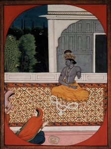 Krishna kasserer sin guirlande, c1800 af Unbekannt