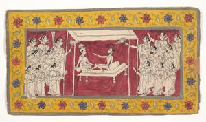 Krishna med en asket, ca.1850. af Unbekannt