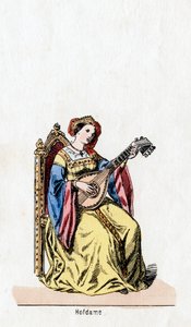 Dame i vente, kostumedesign til Shakespeares skuespil, Henry VIII, 1800-tallet af Unbekannt