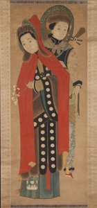 Dame og ledsager, 1800-tallet. af Unbekannt