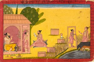 Lakshmana ved eremitagen, folio fra en Ramayana, ca. 1690-1710. af Unbekannt
