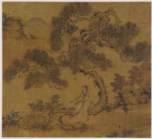 Landskab: en mand under en fyr, Ming-dynastiet, 1368-1644. af Unbekannt