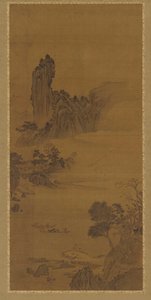 Landskab med færgebåde, Qing-dynastiet, 1700-tallet. af Unbekannt